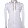 Elegant White Shirt with Sİlver Stone Vertical Stripe Details - HandCrafted Shirts | Black Tuxedo Style