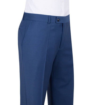 Steel blue three-piece suit for men with jacket, vest, and trousers