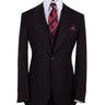 Black three-piece suit for men with jacket, vest, and trousers