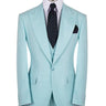 Mint green wool blend three-piece suit for men with jacket, vest, and trousers