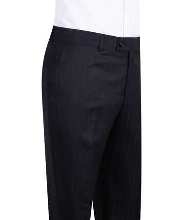 Black wool pinstripe double-breasted suit for men with jacket and trousers