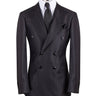 Charcoal grey wool pinstripe double-breasted suit for men with jacket and trousers