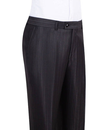 Charcoal grey wool pinstripe double-breasted suit for men with jacket and trousers