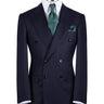 Navy blue wool pinstripe double-breasted suit for men with jacket and trousers