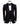Black three-piece tuxedo on a mannequin, featuring a heavily hand-embellished shawl lapel, shoulders, and sleeves with intricate sparkling beadwork. The tuxedo includes a matching black vest and trousers, designed in a slim fit style, showcasing luxurious craftsmanship from Istanbul.