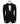Black three-piece tuxedo on a mannequin, featuring a heavily hand-embellished shawl lapel, shoulders, and sleeves with intricate sparkling beadwork. The tuxedo includes a matching black vest and trousers, designed in a slim fit style, showcasing luxurious craftsmanship from Istanbul.