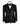 Front view of a black hand-embellished three-piece tuxedo by BTS Bespoke, featuring a single-breasted jacket with satin shawl lapels and a double-breasted vest, showcased on a mannequin.