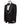Front view of BTS Bespoke's black jacquard three-piece tuxedo with opulent gold chain embellishments on the shawl lapel and cuffs, tailored in Istanbul. Includes jacket, vest, and trousers.