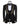 Front view of BTS Bespoke's black jacquard three-piece tuxedo with opulent gold chain embellishments on the shawl lapel and cuffs, tailored in Istanbul. Includes jacket, vest, and trousers.