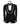 Front view of BTS Bespoke's black jacquard three-piece tuxedo with opulent gold chain embellishments on the shawl lapel and cuffs, tailored in Istanbul. Includes jacket, vest, and trousers.