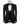 Black slim fit hand-embellished tuxedo on a mannequin, featuring a satin peak lapel, matching vest, and intricate black beadwork detailing on the shoulder, lapel, and sleeves. The tuxedo fabric has a subtle jacquard texture, showcasing master tailoring from Istanbul.