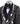 Front view of a BTS Bespoke Black Mirrored Embellished 3-Piece Tuxedo with peak lapels and sparkling crystal accents, handcrafted in Istanbul.