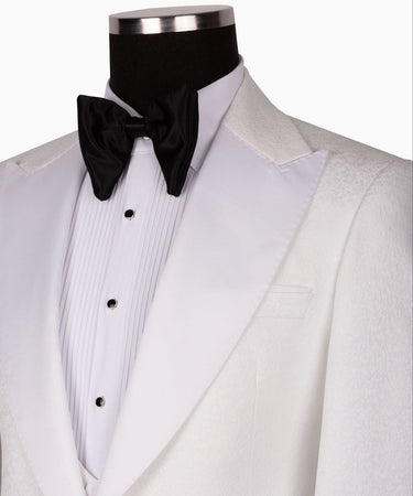 White Peak Lapel White Tuxedo - Triple Tuxedo | Black Tuxedo Style