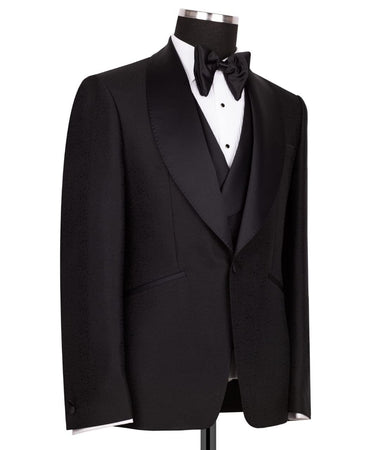 Black Shawl Lapel Black Tuxedo - Triple Tuxedo | Black Tuxedo Style