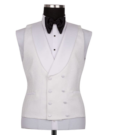 White Shawl Lapel White Tuxedo - Triple Tuxedo | Black Tuxedo Style