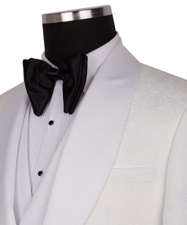 White Shawl Lapel White Tuxedo - Triple Tuxedo | Black Tuxedo Style