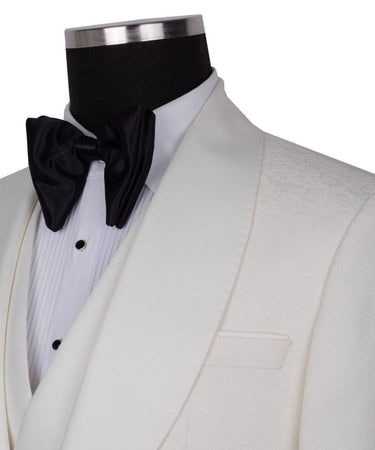 Cream Shawl Lapel Cream Tuxedo - Triple Tuxedo | Black Tuxedo Style