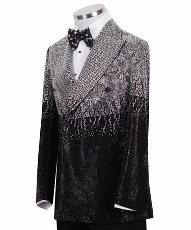 Silver Ombré Crystal-Embellished Double-Breasted Tuxedo | BTS Bespoke