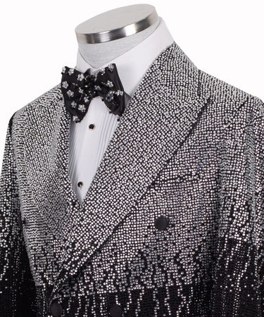 Silver Ombré Crystal-Embellished Double-Breasted Tuxedo | BTS Bespoke
