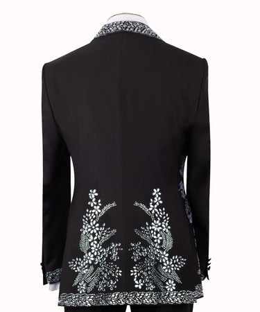 Black Crystal-Embellished Shawl Lapel Tuxedo | BTS Bespoke