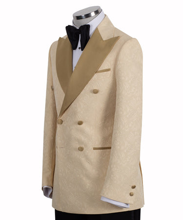 Champagne Jacquard Double-Breasted Tuxedo | BTS Bespoke