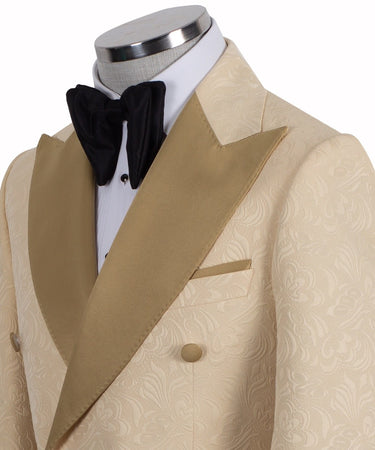 Champagne Jacquard Double-Breasted Tuxedo | BTS Bespoke