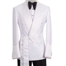 White Jacquard Belted Shawl Lapel Tuxedo | BTS Bespoke