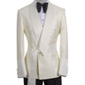 Ivory Textured Jacquard Belted Double-Breasted Tuxedo | BTS Bespoke