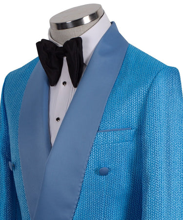 Cerulean Jacquard Double-Breasted Tuxedo | BTS Bespoke