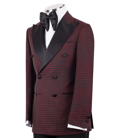 Burgundy Houndstooth Double-Breasted Tuxedo | BTS Bespoke