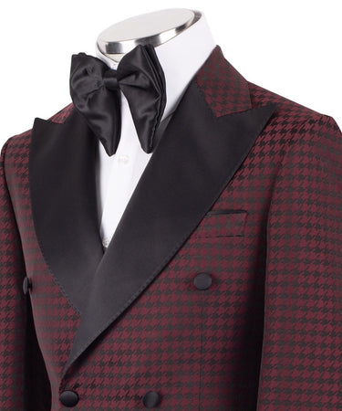 Burgundy Houndstooth Double-Breasted Tuxedo | BTS Bespoke