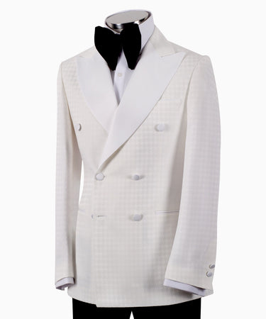 Ivory Houndstooth Jacquard Double-Breasted Tuxedo | BTS Bespoke
