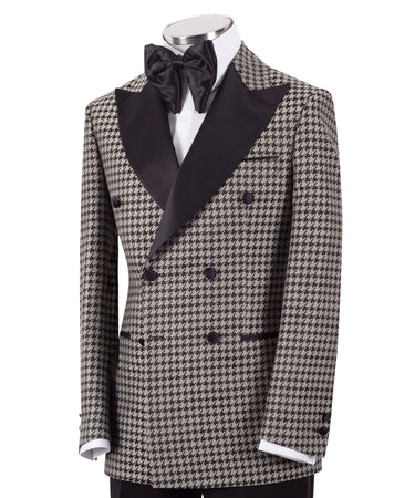 Grey Houndstooth Double-Breasted Peak Lapel Tuxedo | BTS Bespoke