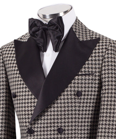 Grey Houndstooth Double-Breasted Peak Lapel Tuxedo | BTS Bespoke