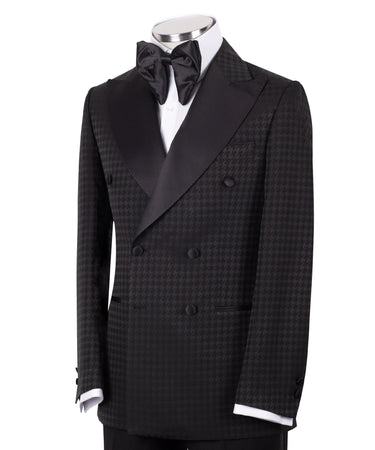 Black Houndstooth Double-Breasted Tuxedo | BTS Bespoke