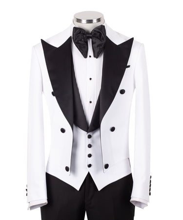 White Contrast Evening Tailcoat Frak Tuxedo | BTS Bespoke