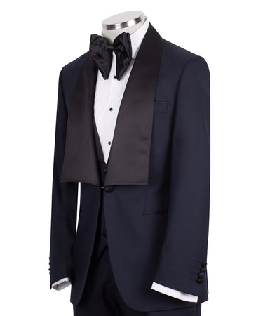 Midnight Navy Virgin Wool Evening Shawl Tuxedo | BTS Bespoke