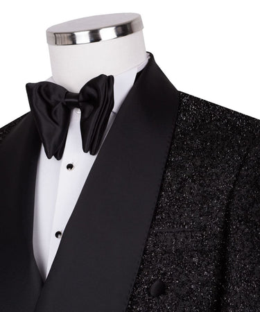 Black Sparkle Double Breasted Tuxedo | BTS Bespoke