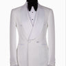 White Textured Wool Double-Breasted Peak Lapel Tuxedo | BTS Bespoke