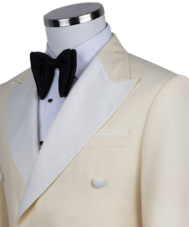 Cream Double Breasted Peak Lapel Tuxedo | BTS Bespoke