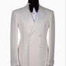 Cream Jacquard Double Breasted Peak Lapel Tuxedo | BTS Bespoke