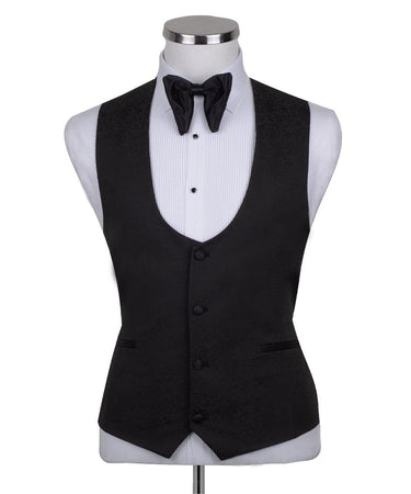 Black Jacquard Slim Fit Three-Piece Tuxedo | BTS Bespoke