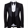 Black Wool Blend Shawl Lapel Three-Piece Tuxedo | BTS Bespoke
