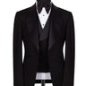 Black Wool Satin Peak Lapel Three-Piece Tuxedo | BTS Bespoke