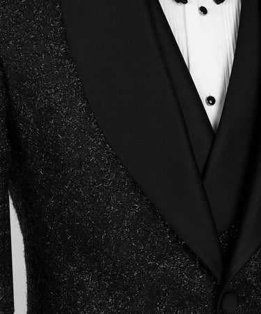 Black Textured Shawl Lapel Three-Piece Tuxedo | BTS Bespoke