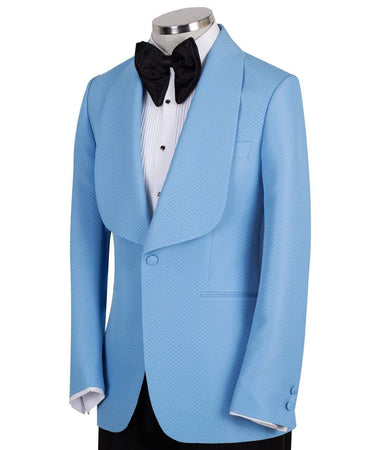Light Blue Textured Shawl Lapel Tuxedo | BTS Bespoke