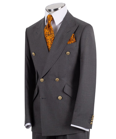 Dark Grey Wool Blend Double Breasted Suit | BTS Bespoke