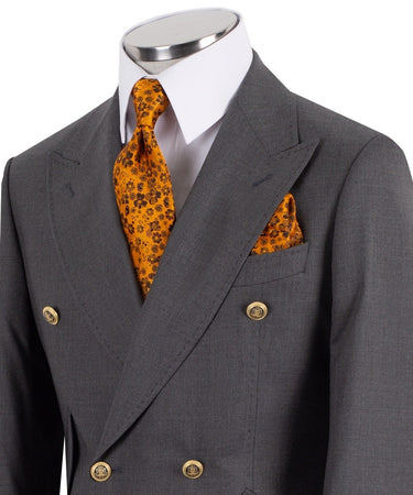 Dark Grey Wool Blend Double Breasted Suit | BTS Bespoke