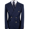 Navy Blue Wool Blend Double Breasted Suit | BTS Bespoke