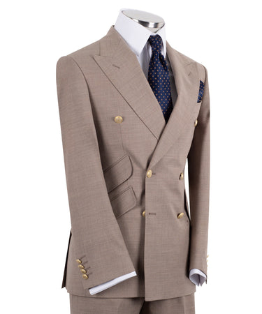 Beige Wool Blend Double Breasted Classic Suit | BTS Bespoke